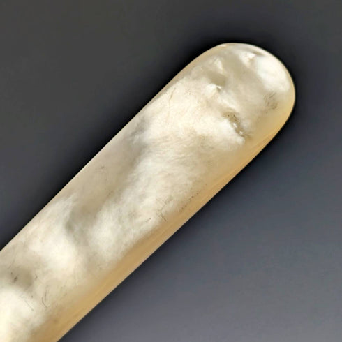 1880年英國古董白色蝴蝶貝殼手柄甜品餐具6對套裝William Batt and Sons木盒